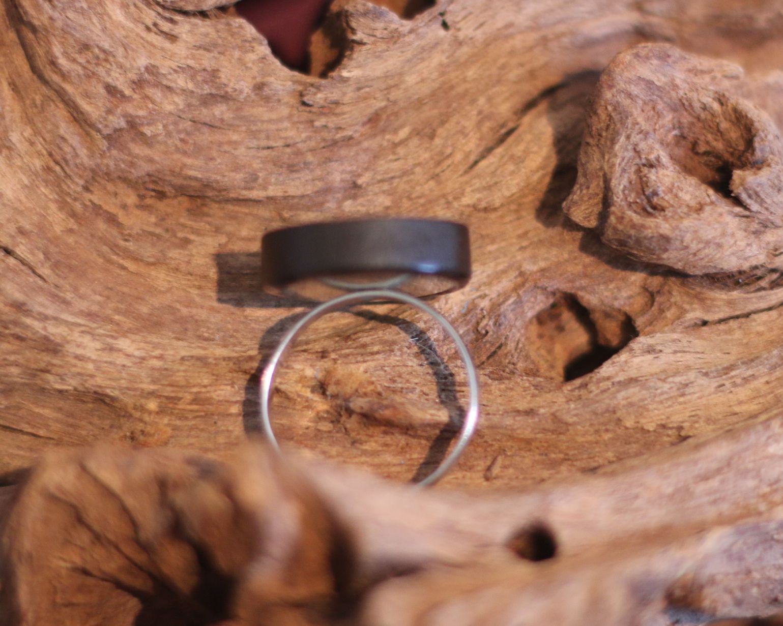 Custom made - zilveren Ring Hout: Donker