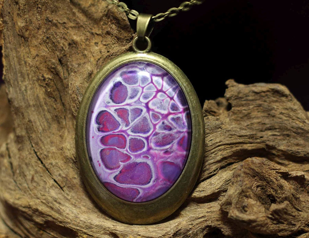 Ovaal amulet L - Purple Rain 3