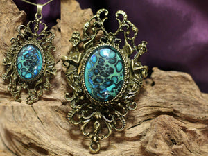 Vintage Broche & Necklace L - Blue Diamonds